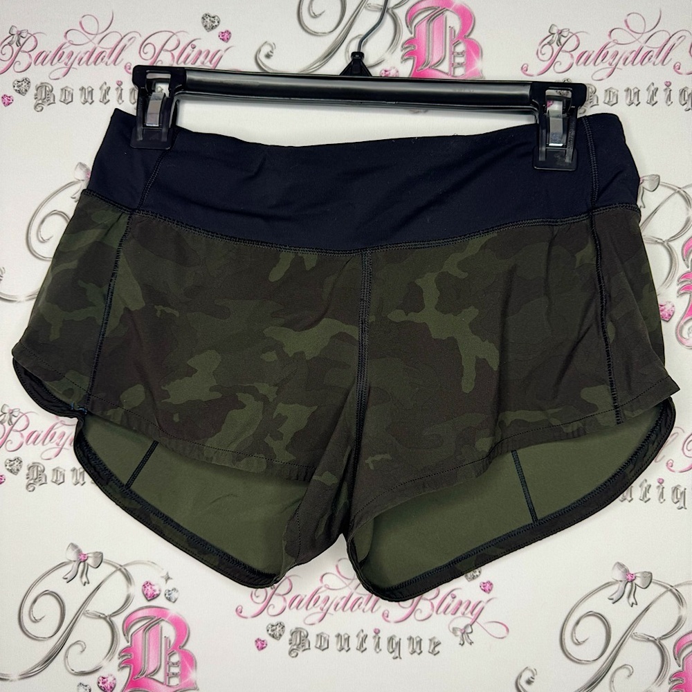 Lululemon Speed Up Short Incognito Camo Multi Gator Green Black LW7ATDR 4